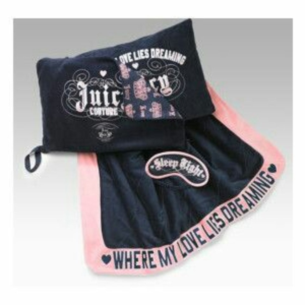 Juicy Couture Travel pillow, blanket and bag set